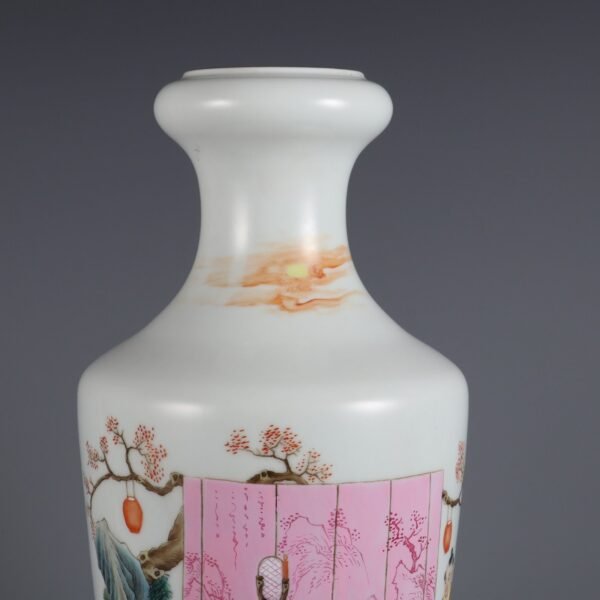 Qing Dynasty Yongzheng period pink enamel literati poem tube bottle - Image 4