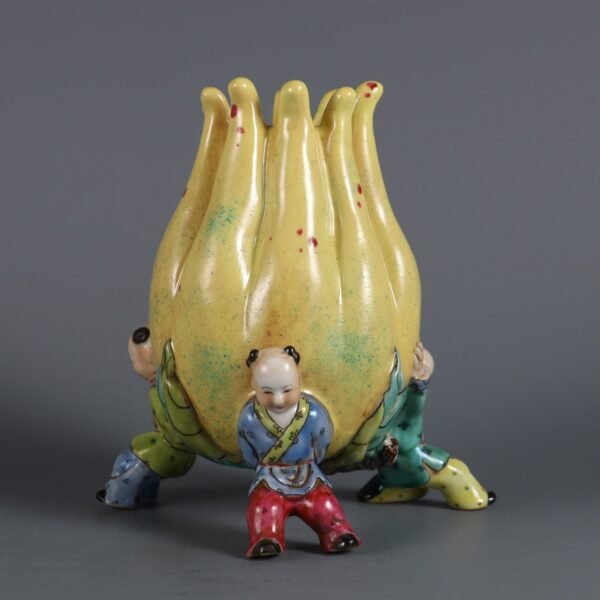 Qing Dynasty Qianlong period piled sculpture plus color three more boy ornaments - Image 4