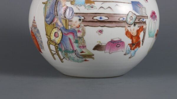 Qing Dynasty Qianlong Period Famille rose three mothers teach their children pomegranate jar - Image 3