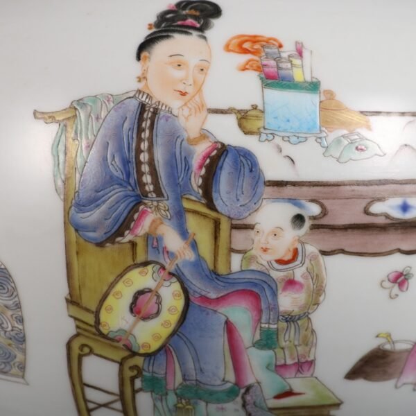 Qing Dynasty Qianlong Period Famille rose three mothers teach their children pomegranate jar - Image 7