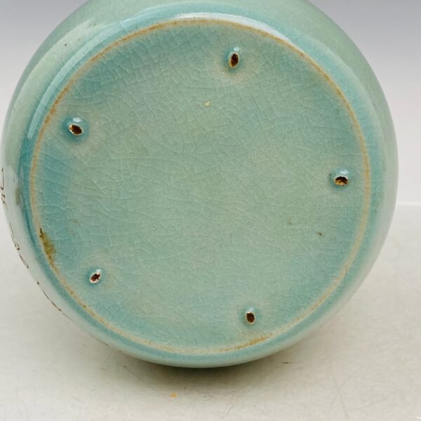 porcelain thin gold script carved poem plate mouth bottle - Image 9