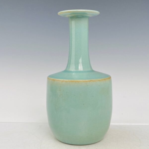 porcelain thin gold script carved poem plate mouth bottle - Image 2