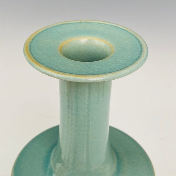 porcelain thin gold script carved poem plate mouth bottle - Image 5