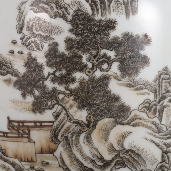 Hongxian Period Pink Color Landscape Lantern Vase - Image 4