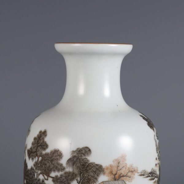 Hongxian Period Pink Color Landscape Lantern Vase - Image 6