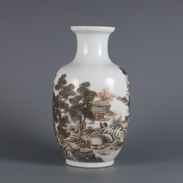 Hongxian Period Pink Color Landscape Lantern Vase