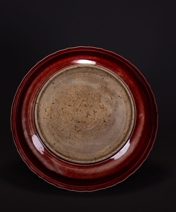 An old Ming Dynasty red and white carved flower, bird and sunflower plate - Image 2