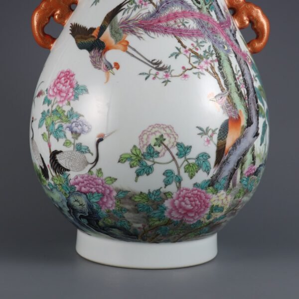 Qing Dynasty Qianlong Period Famille Rose Five Cardinal Relationships Inscribed with Poems Ruyi Ear - Image 7