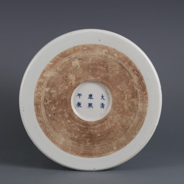 Qing Kangxi Period Blue and White Porcelain Brush Holder with Poems - Image 9