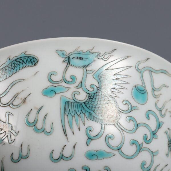 Qing Daoguang Year Green Dragon and Phoenix Bowl - Image 2