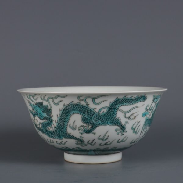 Qing Daoguang Year Green Dragon and Phoenix Bowl - Image 3