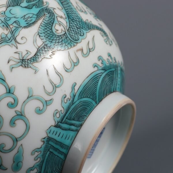 Qing Daoguang Year Green Dragon and Phoenix Bowl - Image 4
