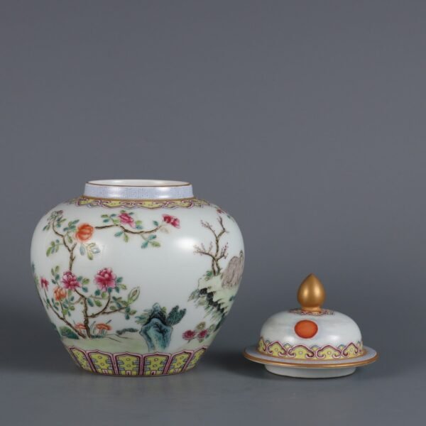 Qing Dynasty Yongzheng Period Famille Rose Three Goats Bring Good Luck Tea Can - Image 4
