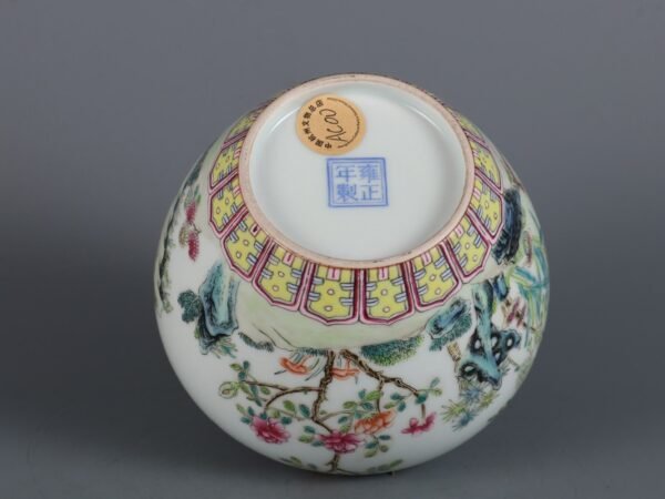 Qing Dynasty Yongzheng Period Famille Rose Three Goats Bring Good Luck Tea Can - Image 8