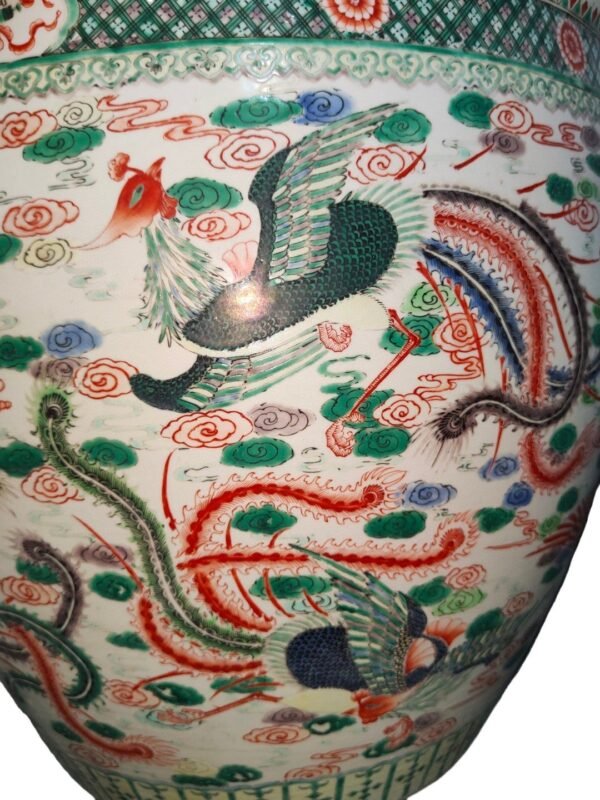 Large jar with colorful phoenix and nine-day pattern from the Kangxi period of the Qing Dynasty - Image 9