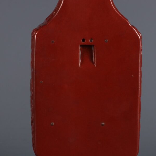 Qing Dynasty Qianlong Period Coral Red Bottom Carved Kuilong Open Window Poem Hanging Vase - Image 6