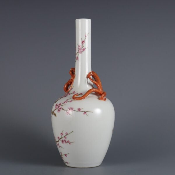 Qing Dynasty Qianlong period Famille rose flower and bird pattern plate gentian vase - Image 8