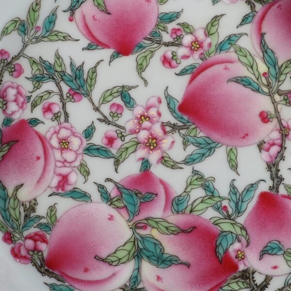 Qing Yongzheng Period Blue Glaze Pastel Eight Peach Pattern Flat Foot Plate - Image 6