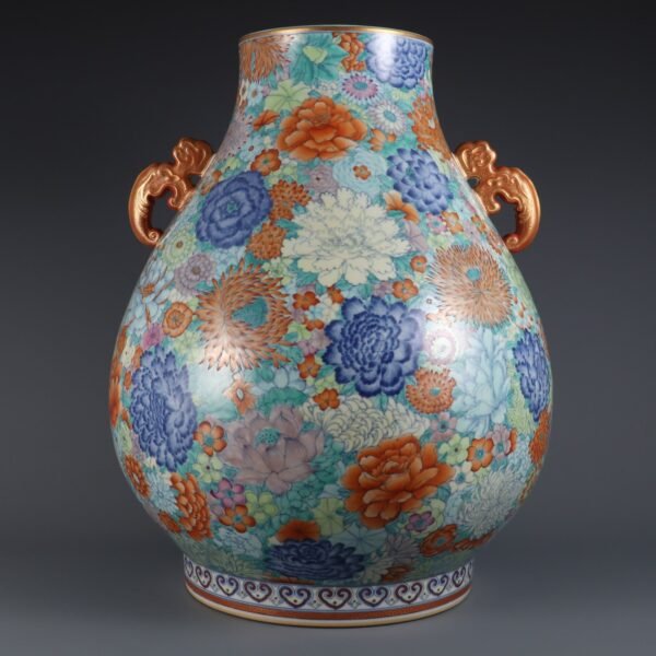 Doucai Wanhua Pattern Ruyi Ear Fu Tongzun, made in the Qianlong Period of the Qing Dynasty