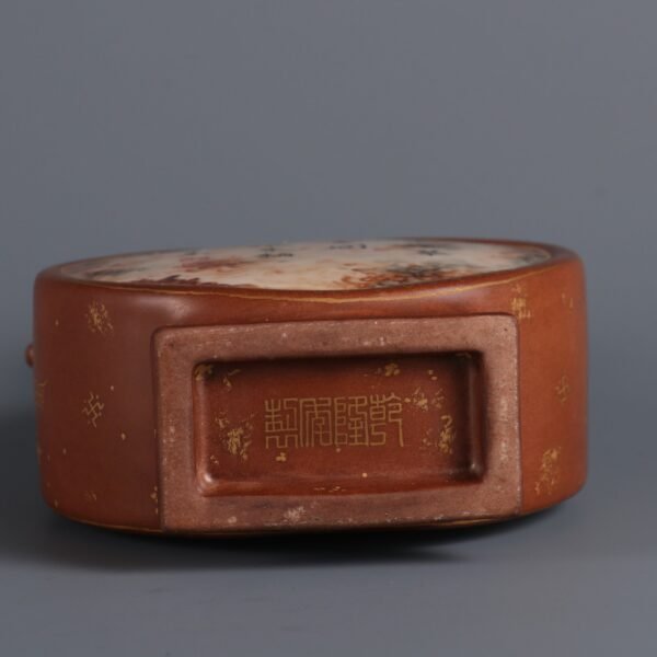 stone pattern glaze and inscriptions on it, made in the Qianlong period of the Qing Dynasty - Image 4