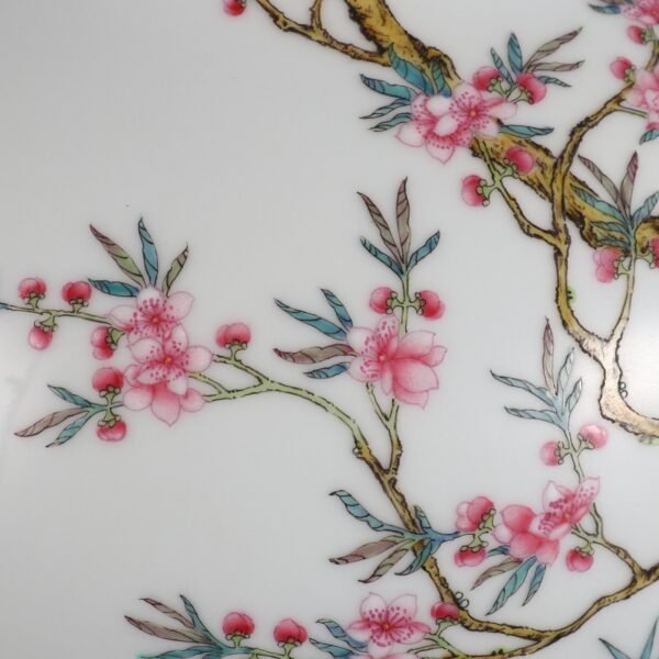 Qing Dynasty Yongzheng Period Famille Rose Flower and Bird Poems Tianqiu Vase - Image 8