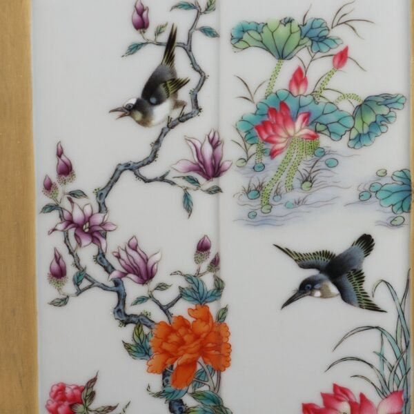 Qing Dynasty Qianlong period blue and white with pink and white flower and bird pattern animal ears - Image 3