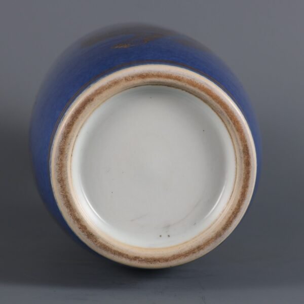 Qing Kangxi Period Snowflake Blue Glaze Gilded Kylin Pattern Stick Bottle - Image 7