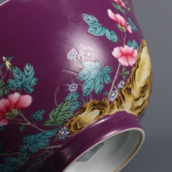 purple ground and pastel floral pattern made in the Yongzheng period of the Qing Dynasty - Image 9