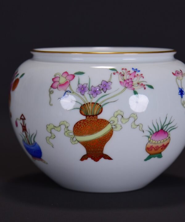 Old Collection of Qing Dynasty Qianlong Enamel Color and Gold Painting Bogutu Washbasin - Image 5