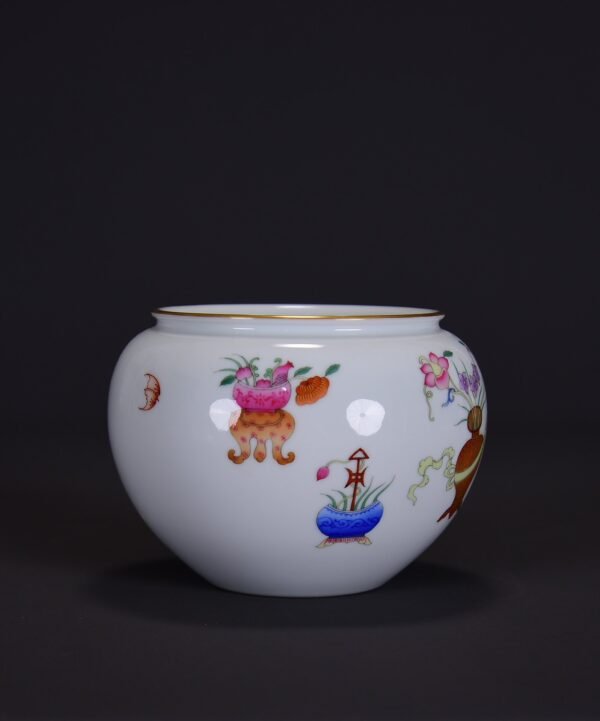 Old Collection of Qing Dynasty Qianlong Enamel Color and Gold Painting Bogutu Washbasin - Image 7