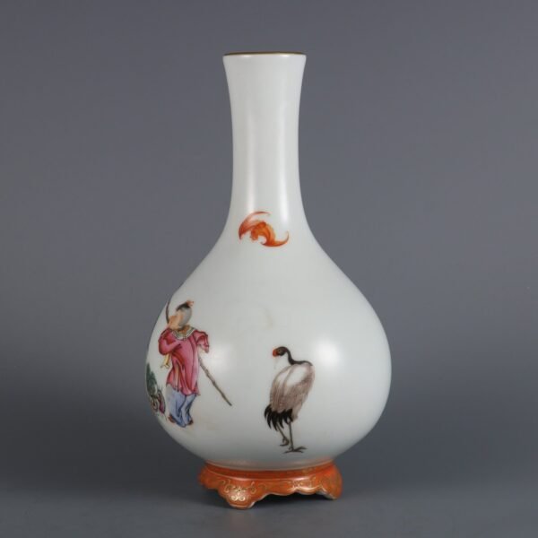 Qing Dynasty Qianlong period powder enamel birthday picture with a vase - Image 2