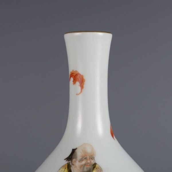 Qing Dynasty Qianlong period powder enamel birthday picture with a vase - Image 4