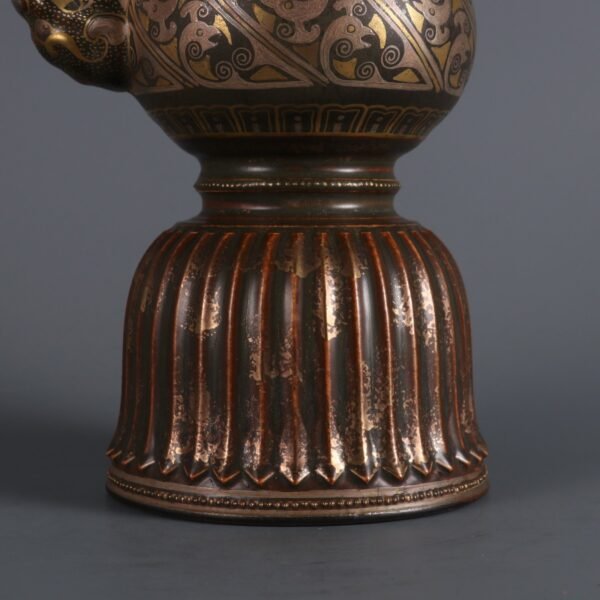 Qing Dynasty Qianlong Period Bronze Glaze Gold and Silver Cuobenba Pot - Image 9