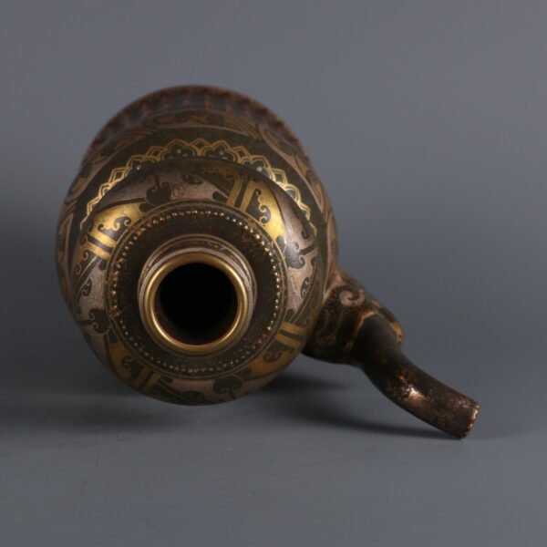 Qing Dynasty Qianlong Period Bronze Glaze Gold and Silver Cuobenba Pot - Image 5