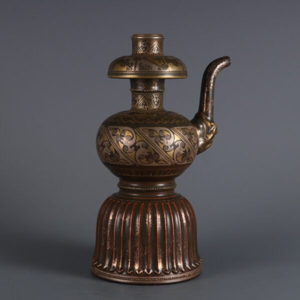 Qing Dynasty Qianlong Period Bronze Glaze Gold and Silver Cuobenba Pot - Image 2