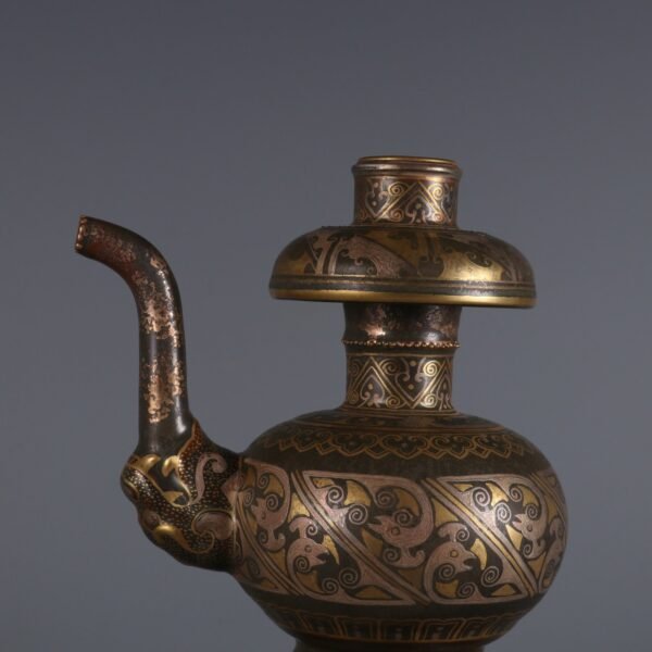 Qing Dynasty Qianlong Period Bronze Glaze Gold and Silver Cuobenba Pot - Image 7