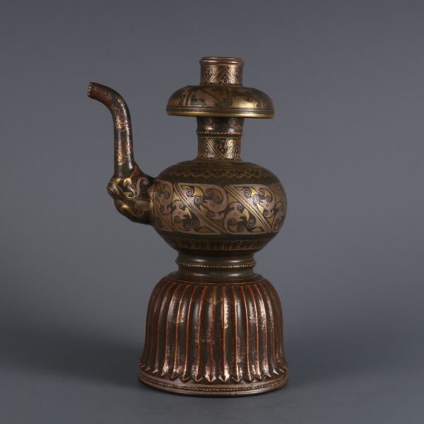 Qing Dynasty Qianlong Period Bronze Glaze Gold and Silver Cuobenba Pot