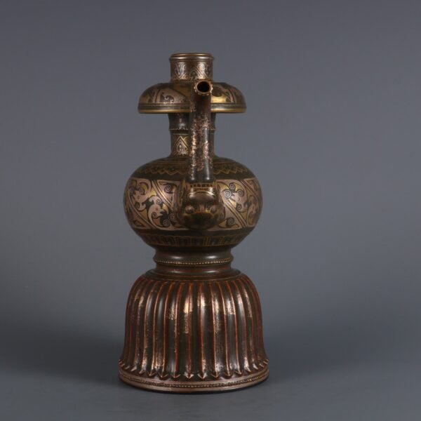 Qing Dynasty Qianlong Period Bronze Glaze Gold and Silver Cuobenba Pot - Image 8