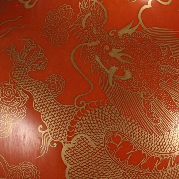 Qing Dynasty Qianlong period alum red ground painted with gold cloud dragon pattern celestial globe - Image 6