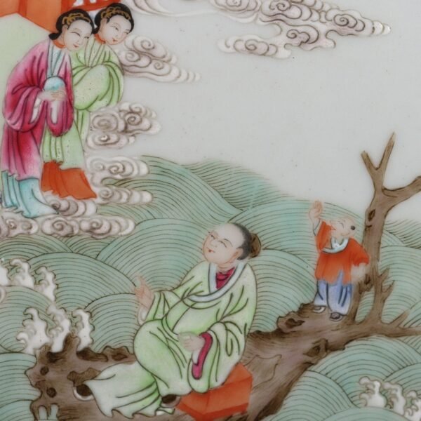 Qing Dynasty Qianlong period famille rose Tang Wang night tour of the East Palace conjoined flat - Image 5