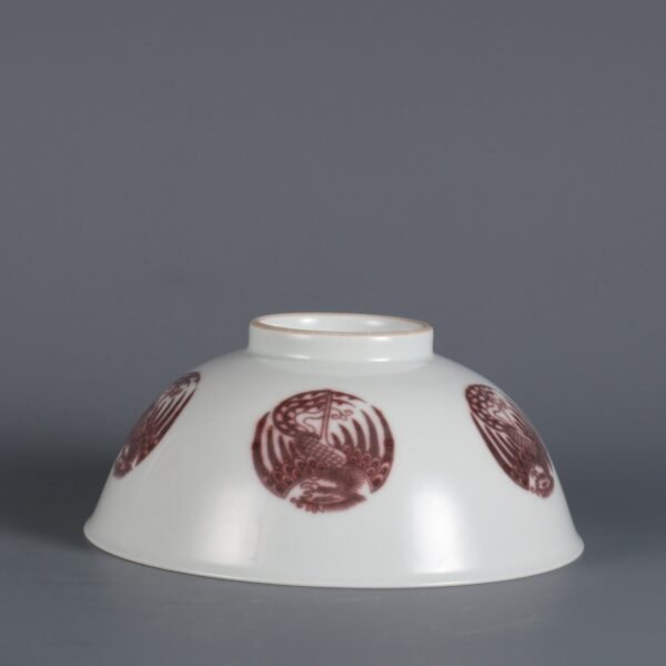 Qing Dynasty Qianlong period underglaze red round phoenix pattern bowl - Image 9