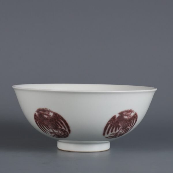 Qing Dynasty Qianlong period underglaze red round phoenix pattern bowl - Image 5