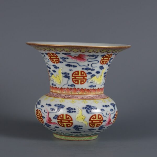 Qing Dynasty Yongzheng period pink enamel longevity double pattern slag bucket - Image 2
