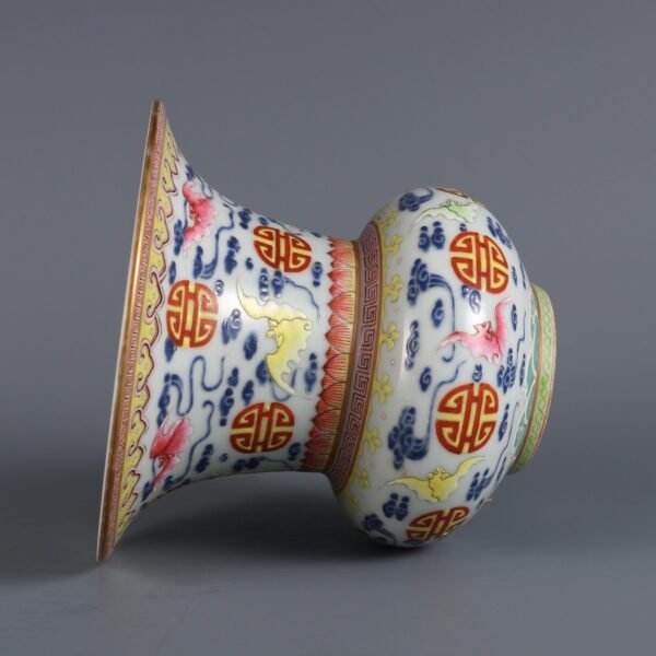 Qing Dynasty Yongzheng period pink enamel longevity double pattern slag bucket - Image 8