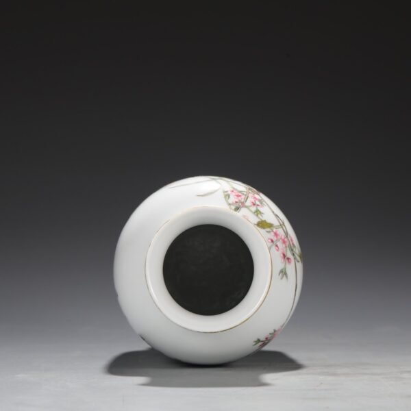 Old Collection Qing Dynasty Yongzheng Enamel Color Mountain Stone Flower Bird Reed Goose Lantern Vase - Image 9