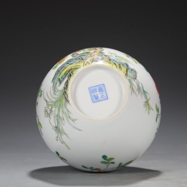 Old collection of Qing Dynasty Yongzheng powder enamel three-color pattern celestial globe vase - Image 5