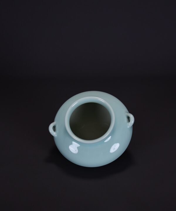 old collection of Qing Dynasty Qianlong powder green glaze drum nail double-cord vase - Image 5