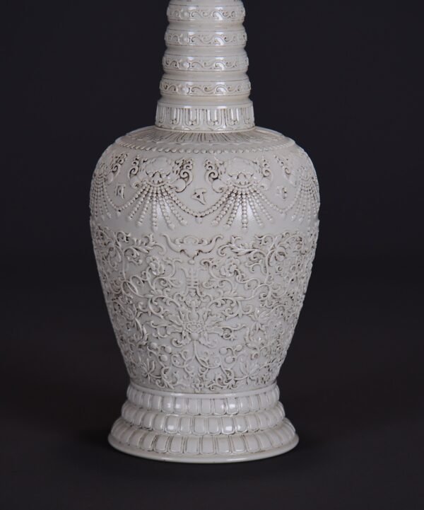 old collection of Qing Dynasty Qianlong white glaze carved - Image 6