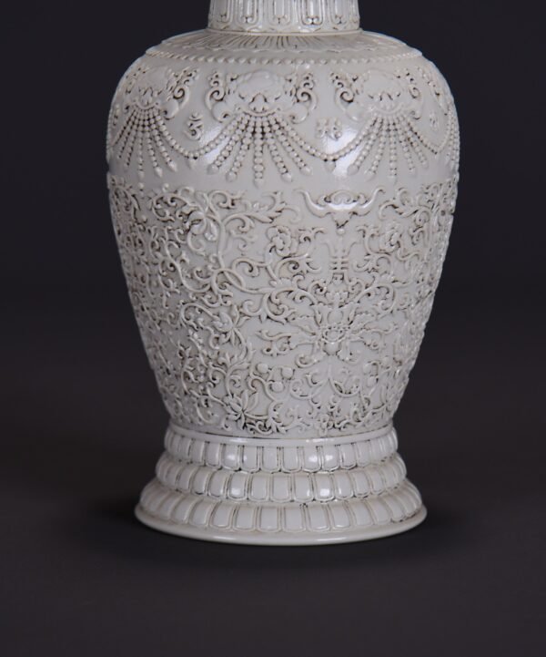 old collection of Qing Dynasty Qianlong white glaze carved - Image 8