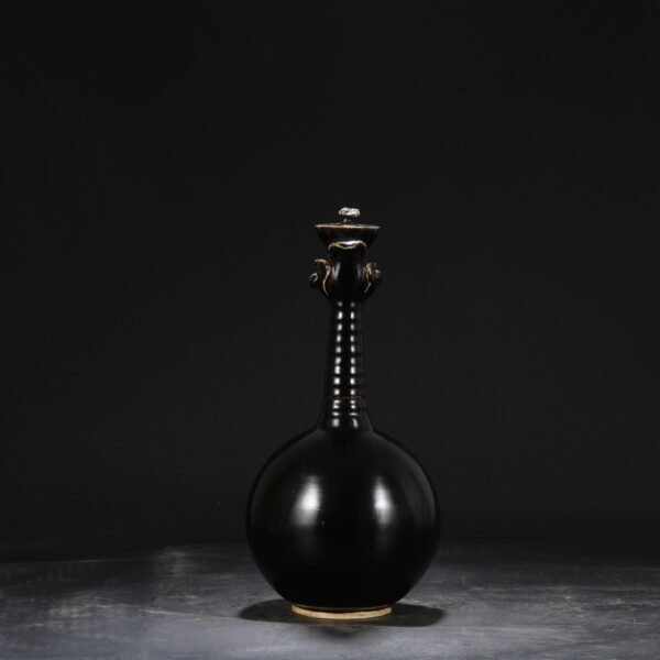 Old collection of Northern Song Dynasty Ding kiln black glaze imperial phoenix head vase - Image 4